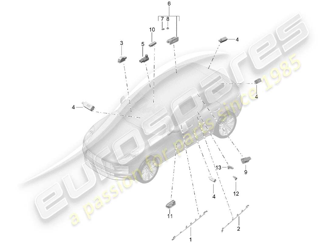 porsche 2019 (macan) luz interior diagrama de piezas