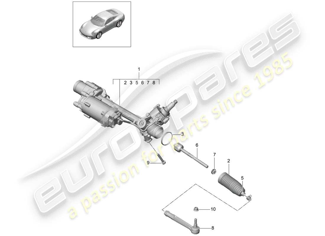 porsche 2013 (991-1) aparato de gobierno diagrama de piezas