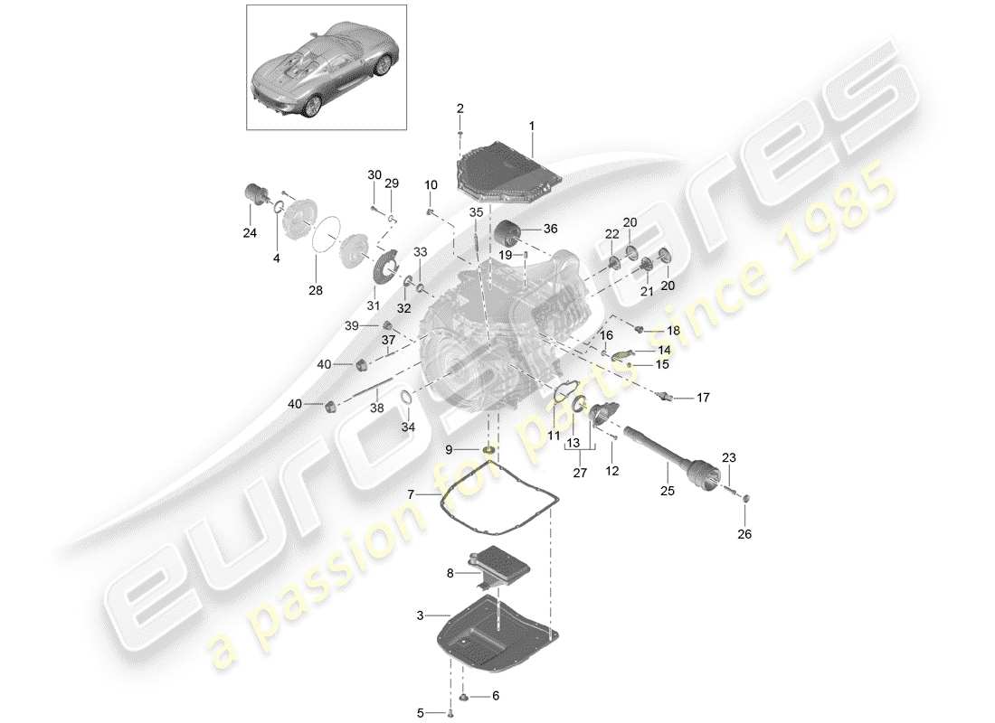 porsche 2015 (918 spyder) - pdk - diagrama de piezas