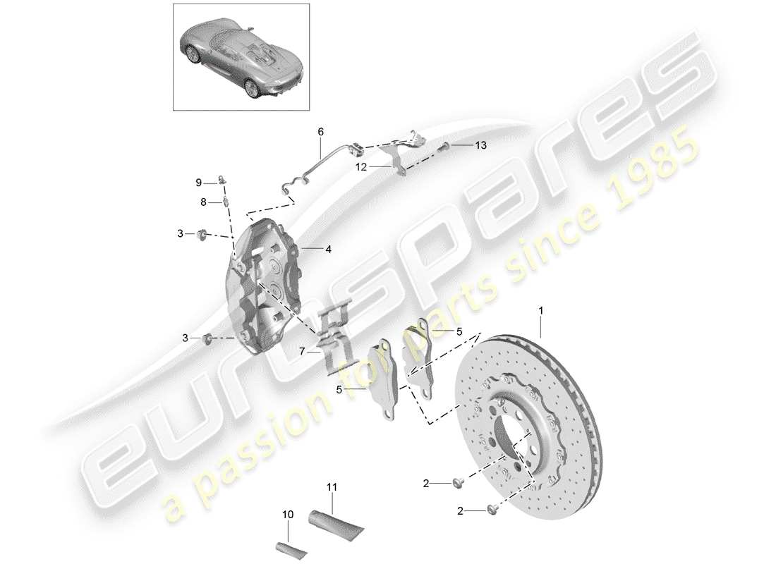 porsche 2015 (918 spyder) frenos de disco diagrama de piezas