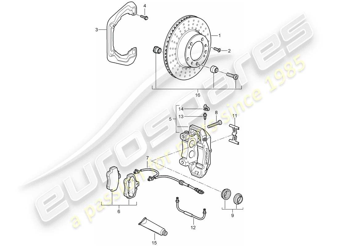 porsche 2009 (997-2 gt3) frenos de disco diagrama de piezas