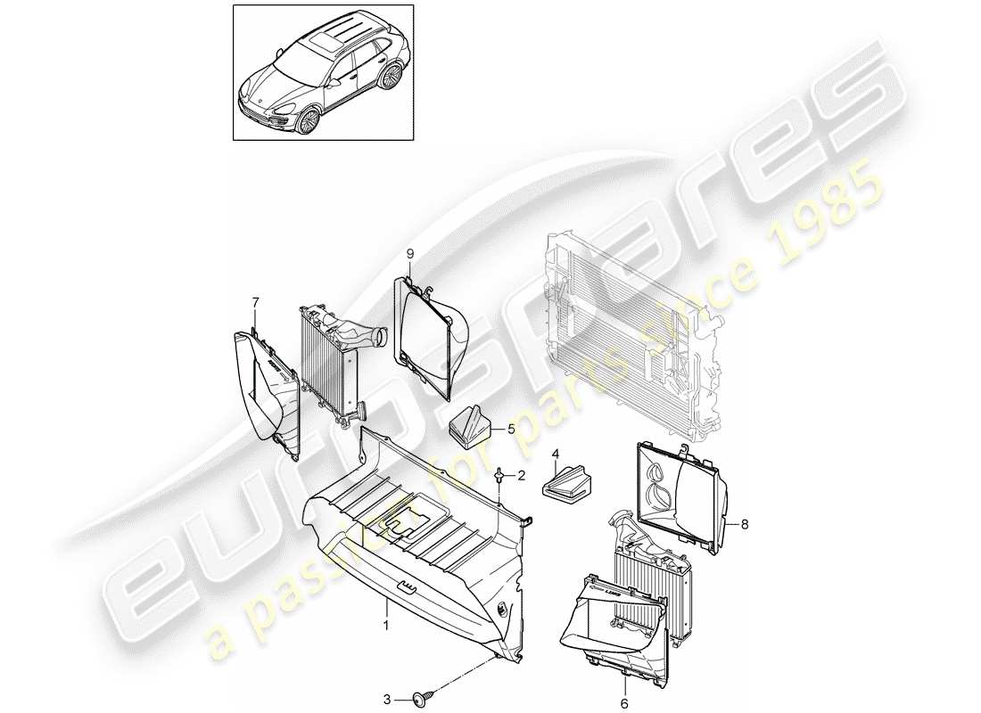 porsche 2016 (cayenne e2 92a) diagrama de piezas del conducto de aire