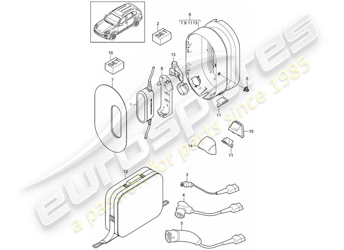 porsche 2016 (cayenne e2 92a) diagrama de piezas de la unidad electrónica