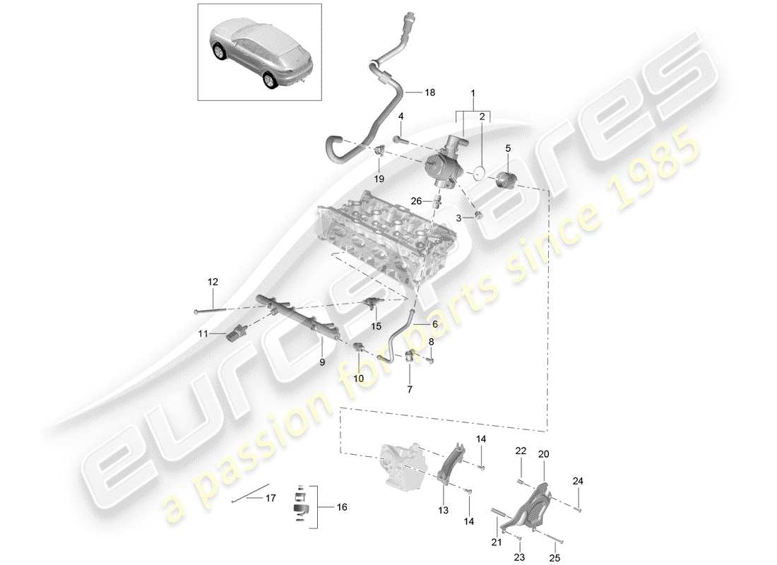 porsche 2017 (macan) diagrama de piezas del tubo de recogida de combustible