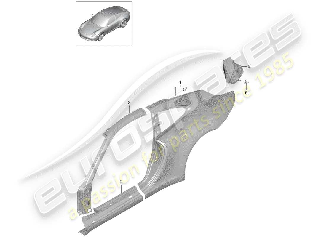 porsche 2014 (991-1) diagrama de piezas del panel lateral