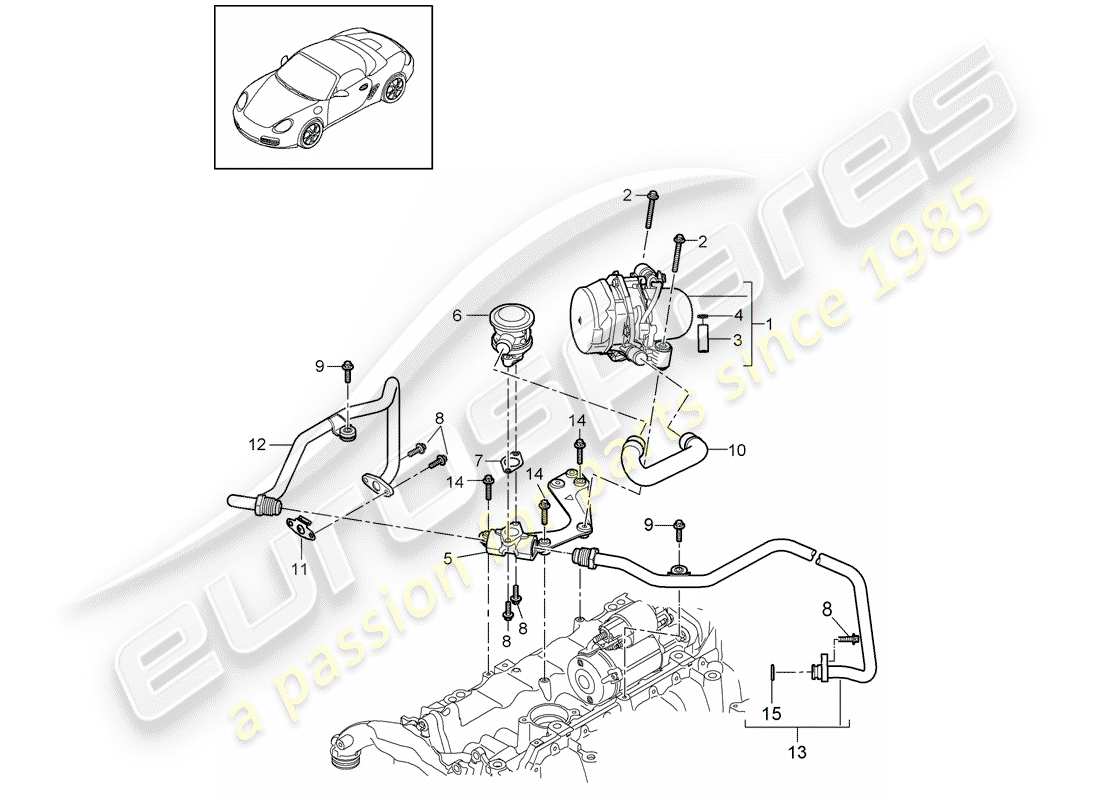 porsche 2011 (987 boxster) inyección de aire diagrama de piezas