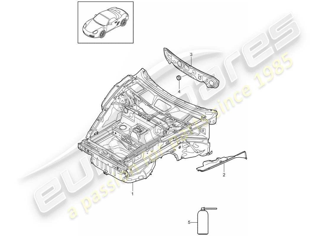 porsche 2011 (987 boxster) diagrama de piezas del extremo delantero