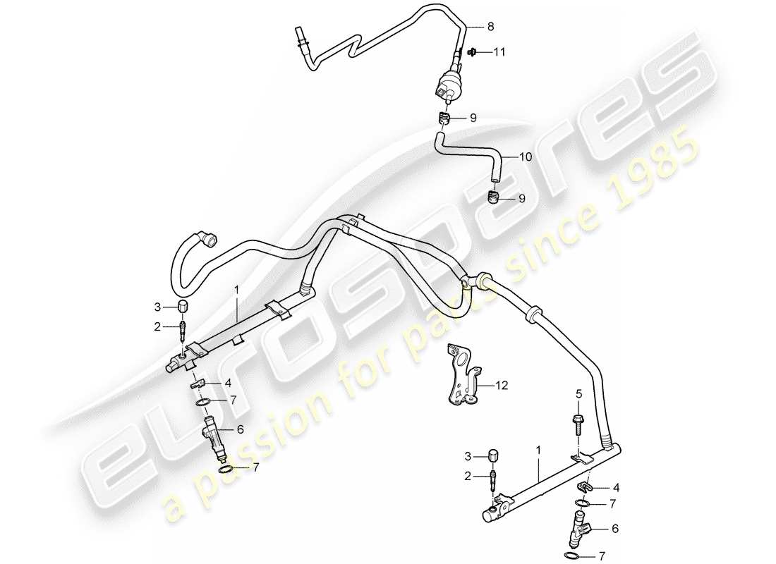 porsche 2007 (987 cayman) tubo de recogida de combustible diagrama de piezas