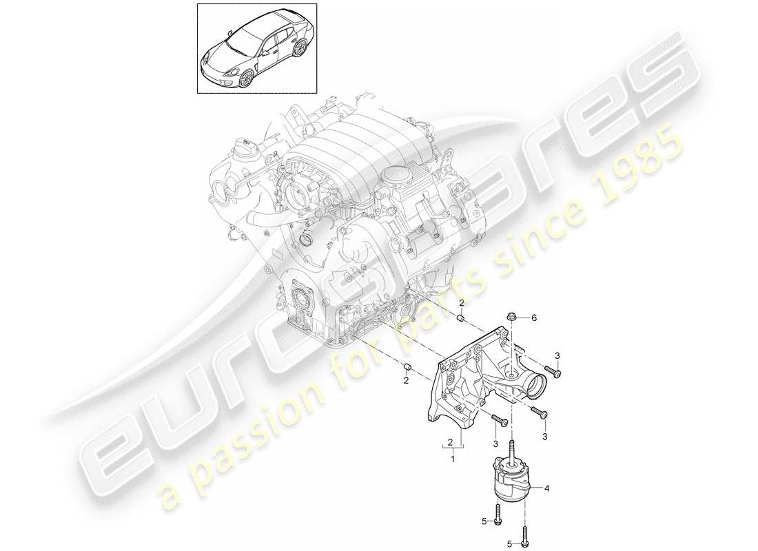 porsche 2011 (panamera 970) diagrama de piezas de suspensión del motor