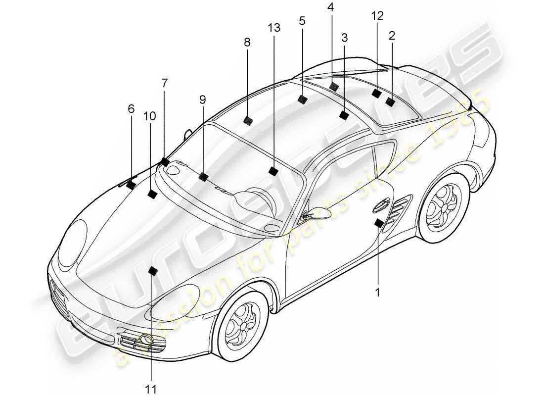 porsche 2012 (987 cayman) señales/avisos diagrama de piezas