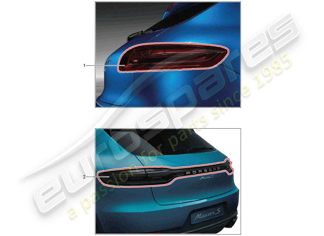 porsche 2016 (tequipment macan) diagrama de piezas de la luz trasera