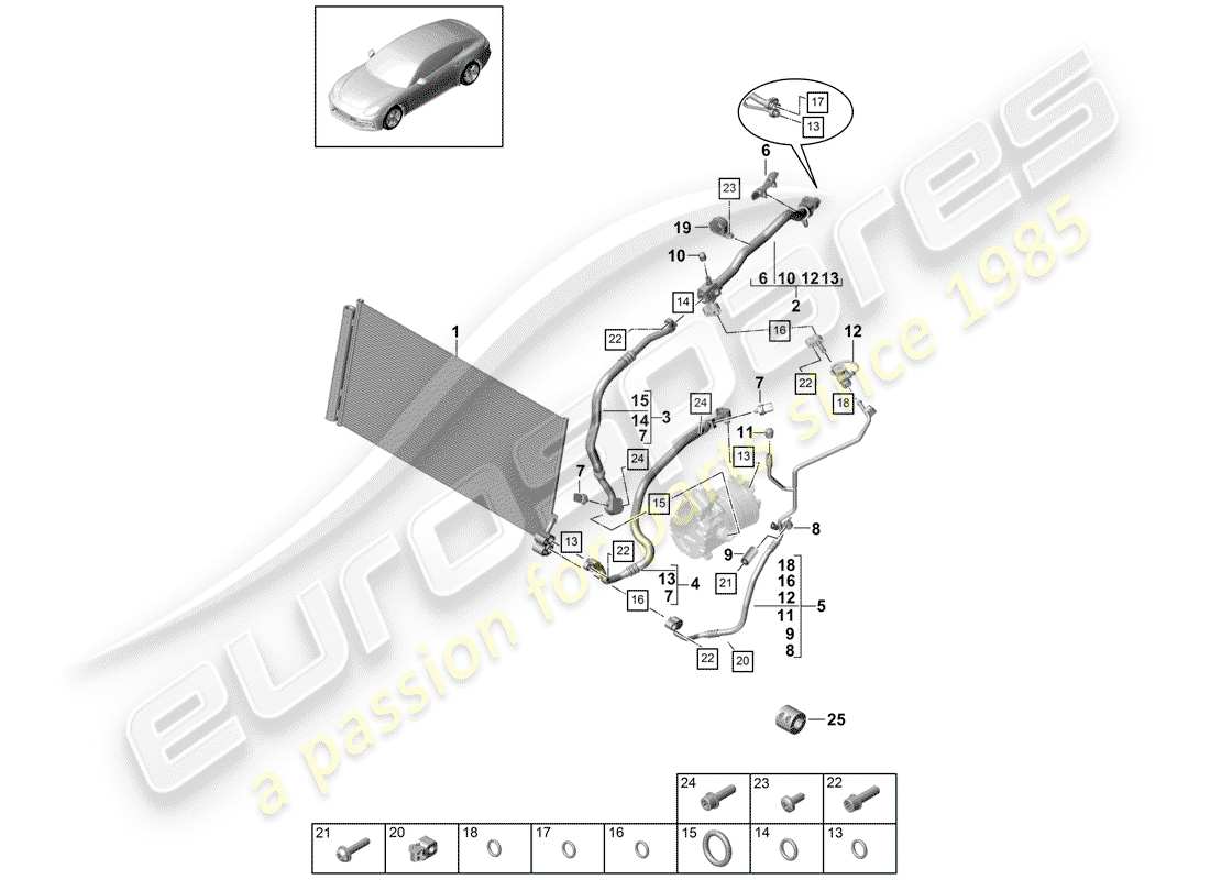 porsche 2017 (panamera 971-1) diagrama de piezas del circuito refrigerante