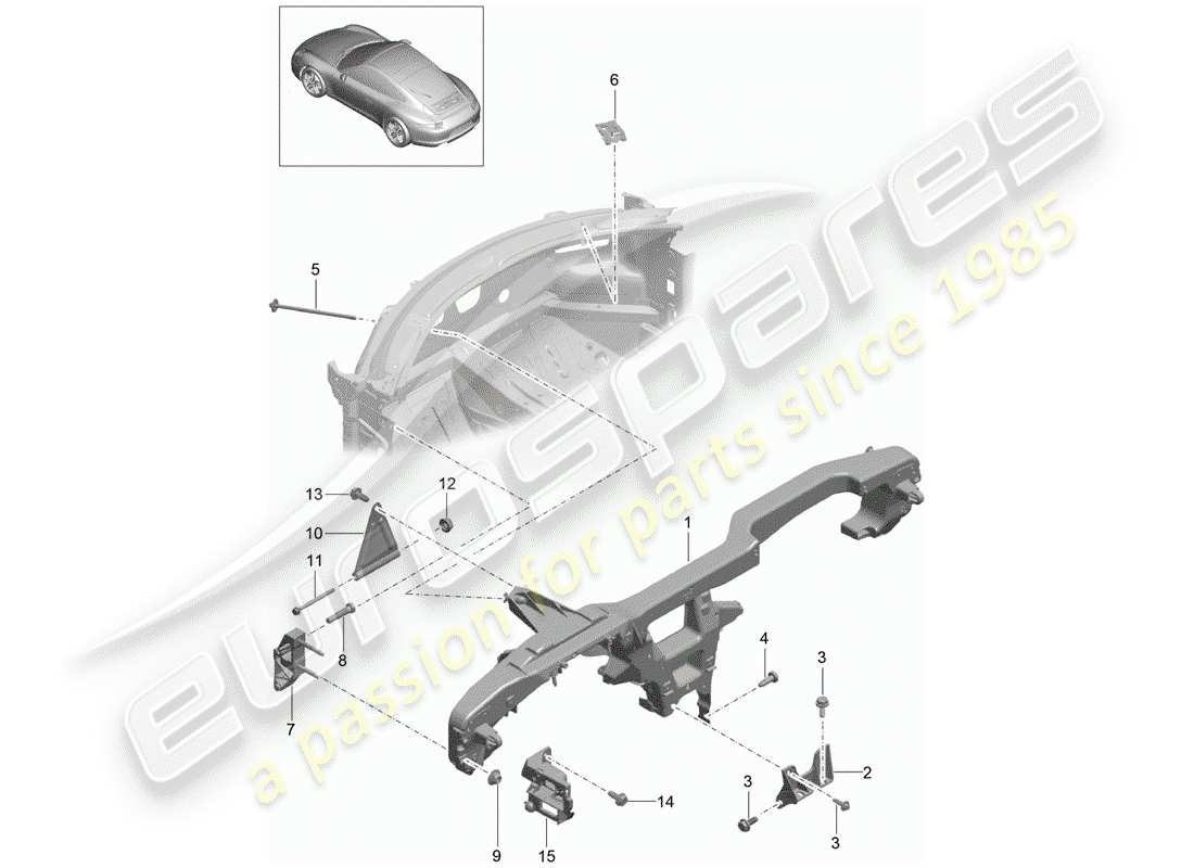 porsche 2012 (991-1) marco de retención diagrama de piezas