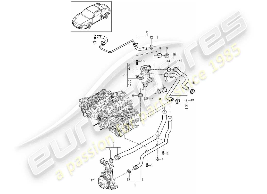 porsche 2011 (987 cayman) conexión diagrama de piezas