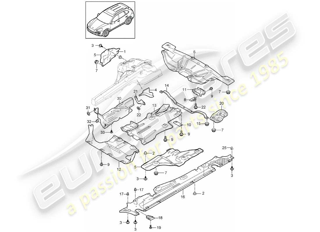 porsche 2016 (cayenne e2 92a) diagrama de piezas del revestimiento