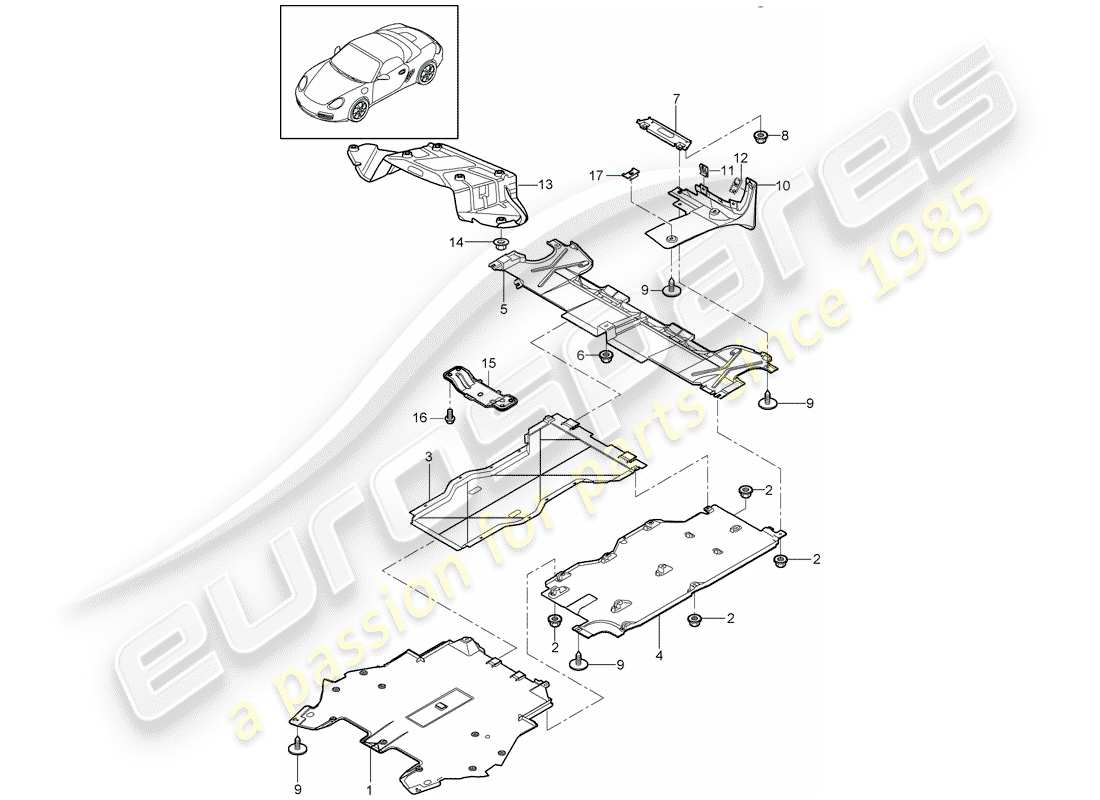 porsche 2011 (987 boxster) diagrama de piezas de trims