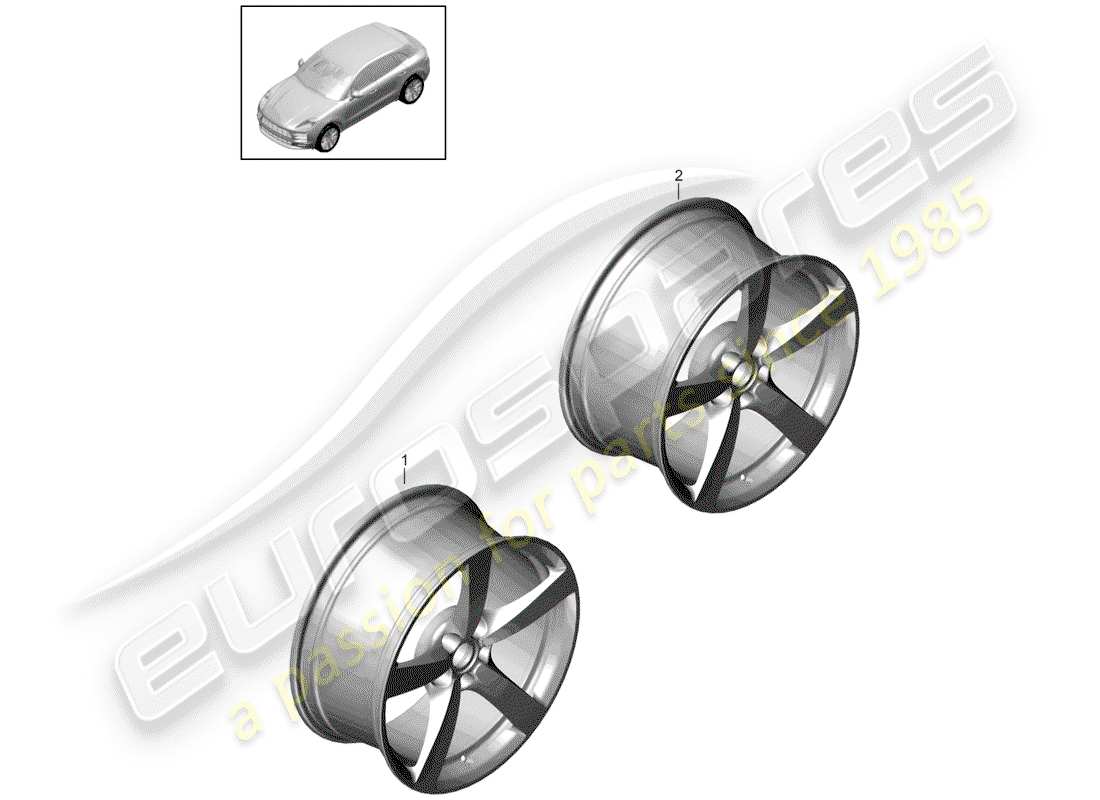 porsche 2020 (macan) diagrama de piezas de la rueda de aleación