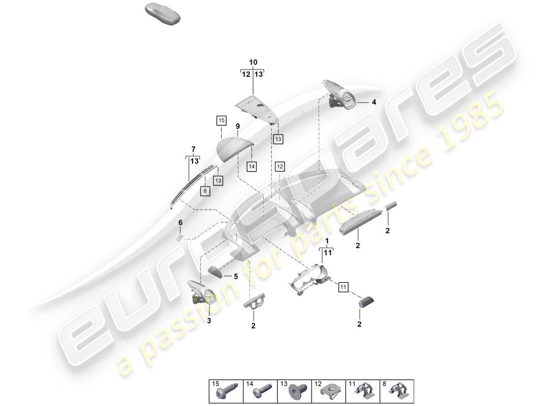 porsche 2020 (718 boxster spyder) accesorios diagrama de piezas