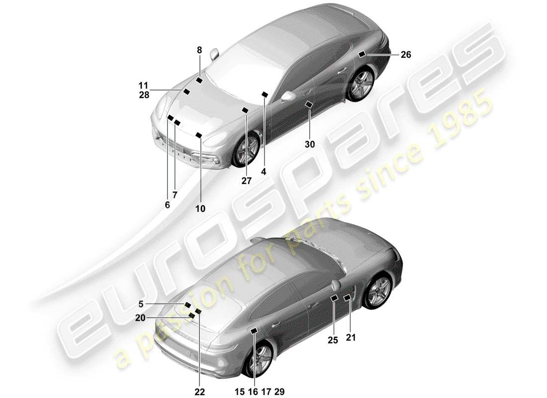 porsche 2017 (panamera 971-1) señales/avisos diagrama de piezas