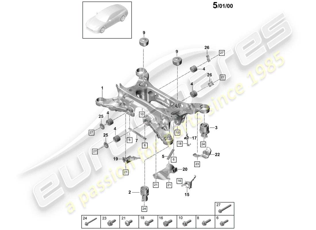 porsche panamera 971 (2017) submarco diagrama de piezas