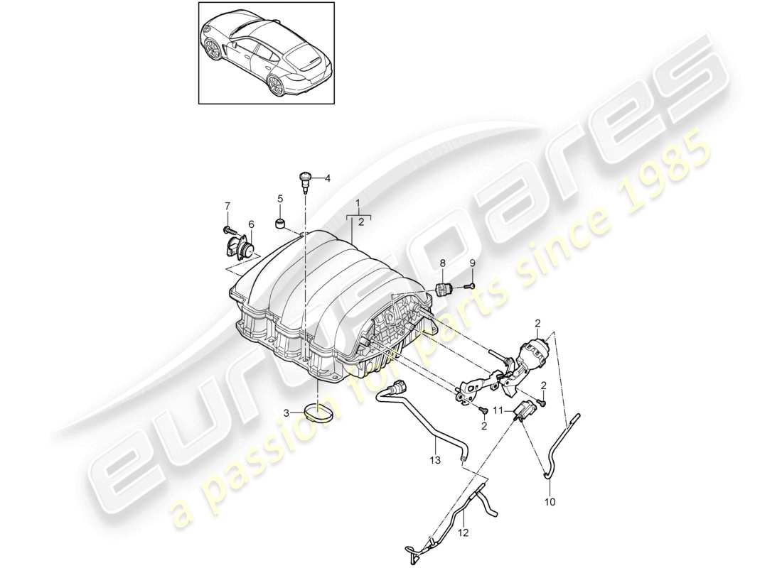 porsche 2010 (cayenne e1 9pa) distribuidor de aire de admisión diagrama de piezas