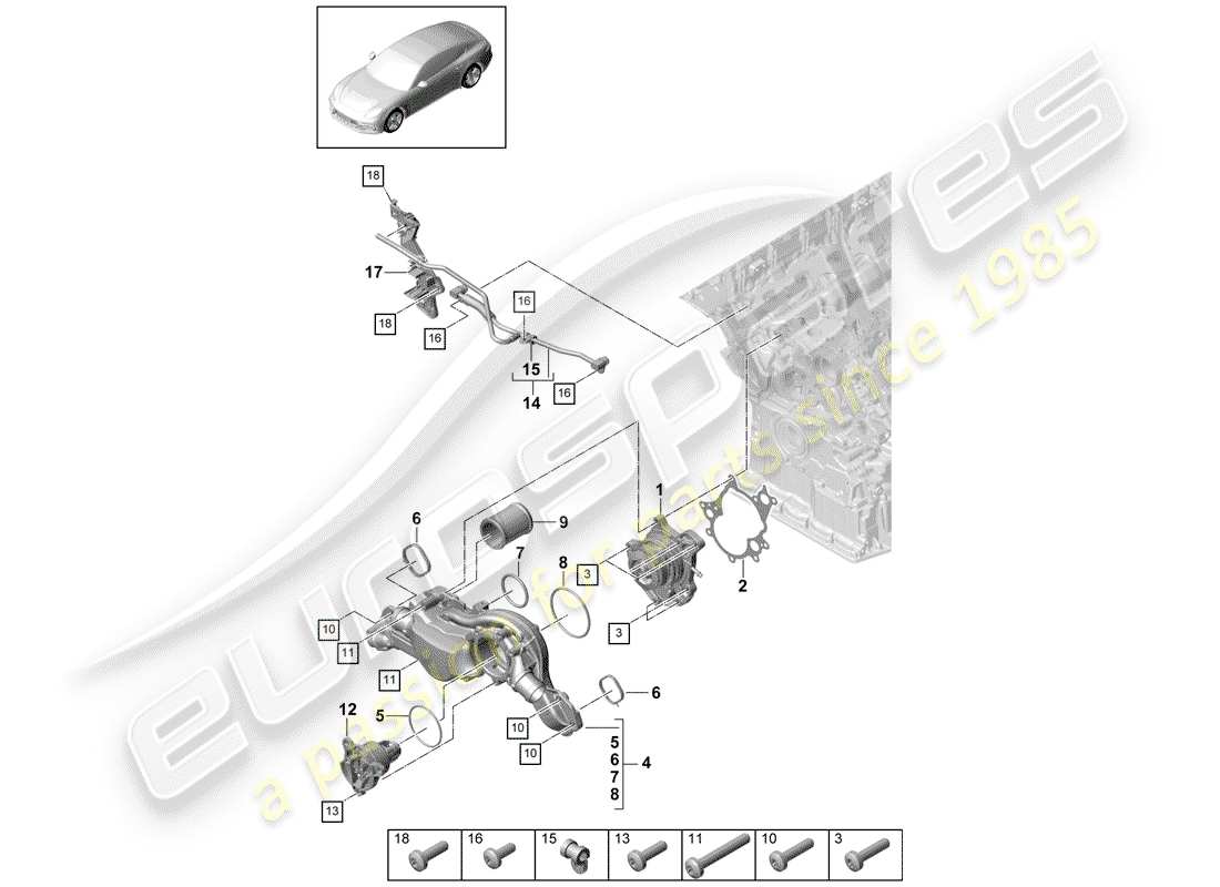 porsche 2019 (panamera 971-1) diagrama de piezas de la bomba de agua