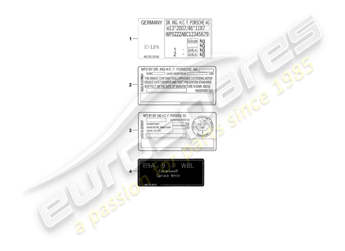 porsche 2000 (986 boxster) señales/avisos diagrama de piezas