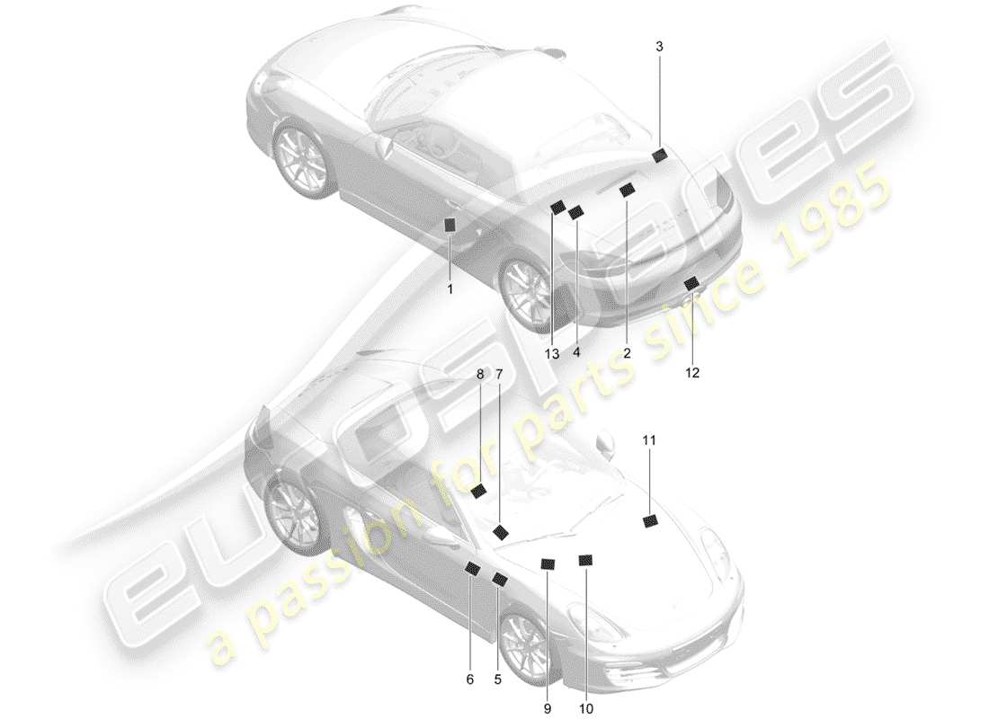 porsche 2016 (981 boxster) señales/avisos diagrama de piezas