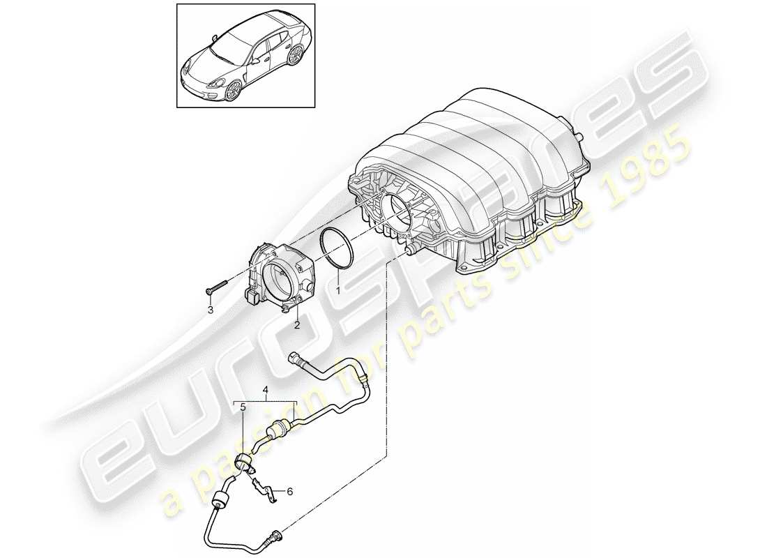 porsche 2010 (panamera 970) cuerpo del acelerador diagrama de piezas