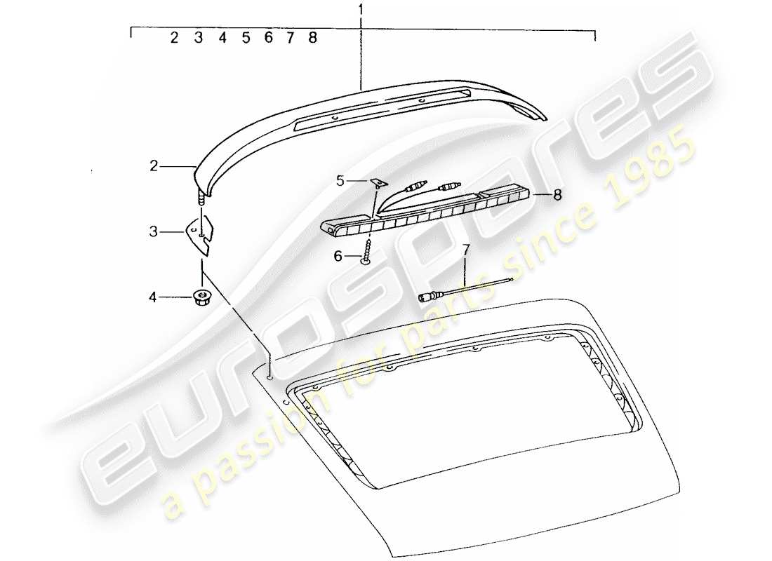 porsche 2012 (tequipment) diagrama de piezas de luz de freno adicional