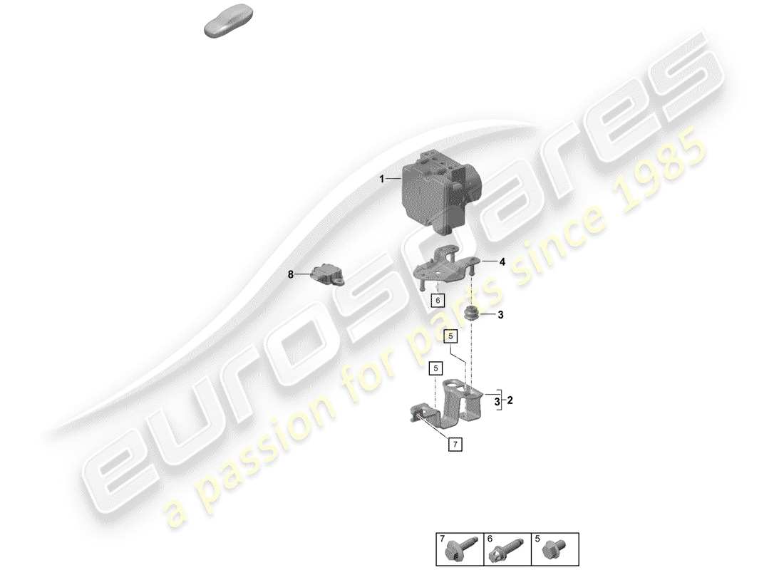 porsche 2020 (718 boxster spyder) unidad hidraulica diagrama de piezas