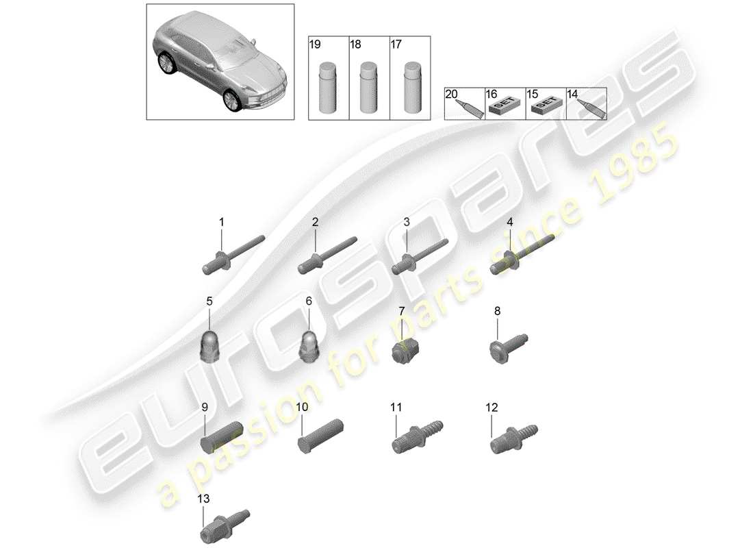 porsche 2020 (macan) diagrama de piezas de sujetadores