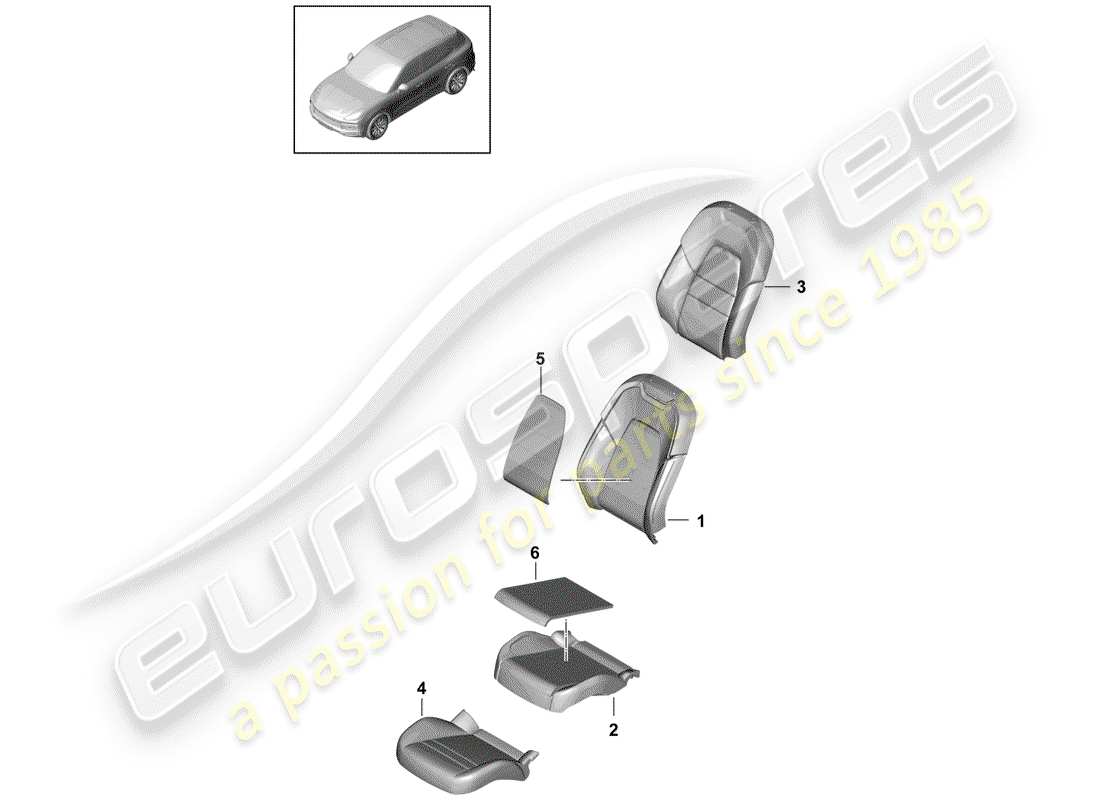 porsche 2020 (cayenne e3 9ya/9yb) diagrama de piezas de la pieza de espuma