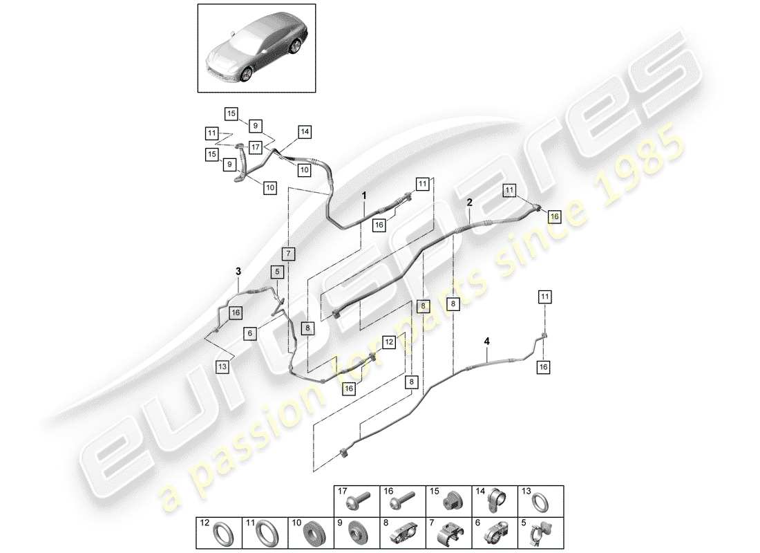 porsche panamera 971 (2017) circuito refrigerante diagrama de piezas