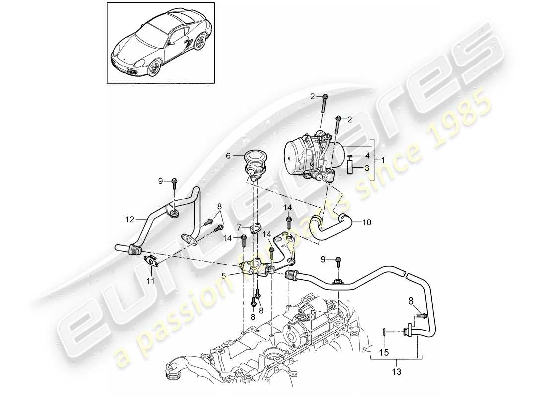 porsche 2009 (987 cayman) inyección de aire diagrama de piezas