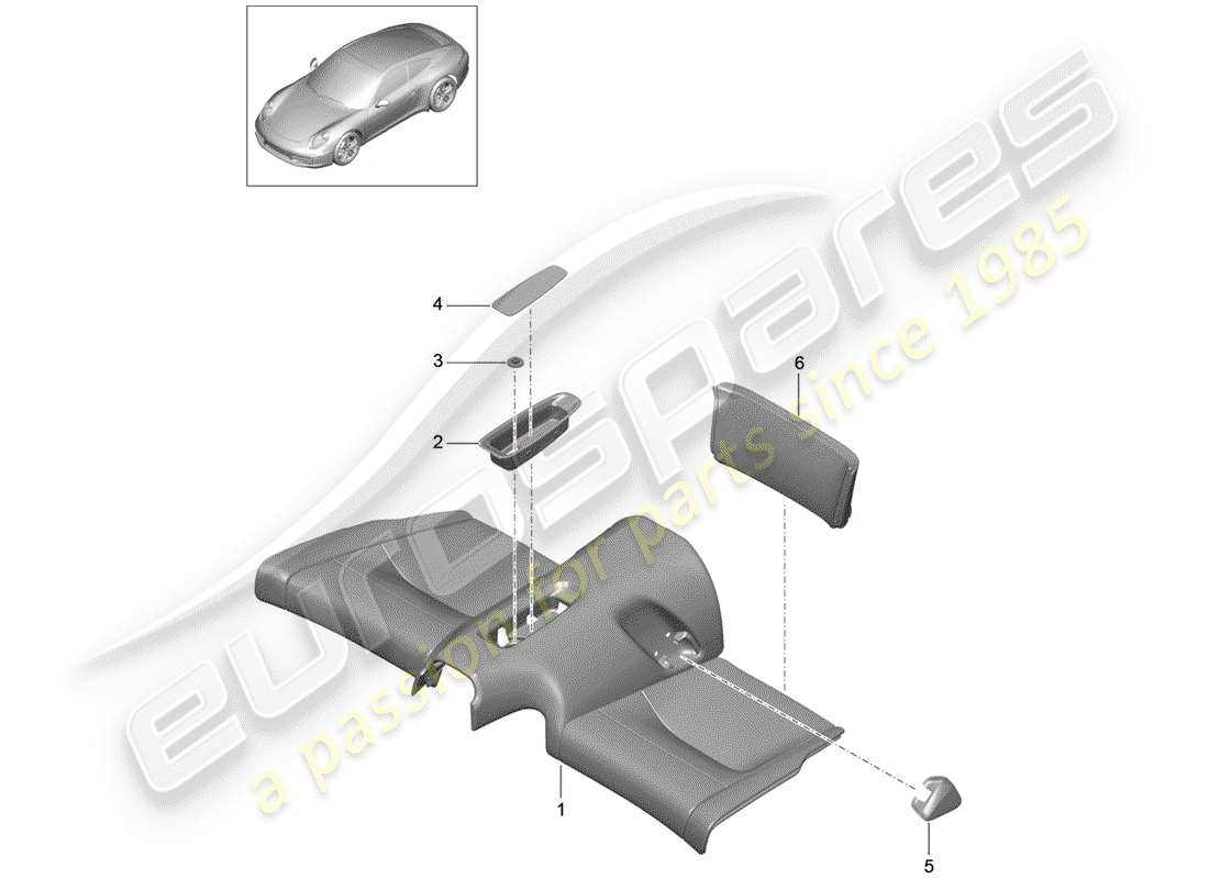 porsche 2015 (991-1) diagrama de piezas del asiento trasero