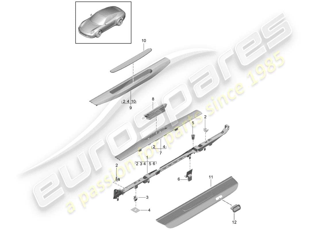 porsche 2015 (991-1) recubrimiento diagrama de piezas
