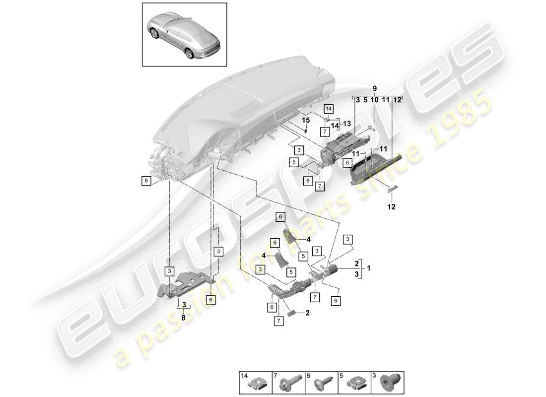 porsche 2018 (panamera 971-1) accesorios diagrama de piezas