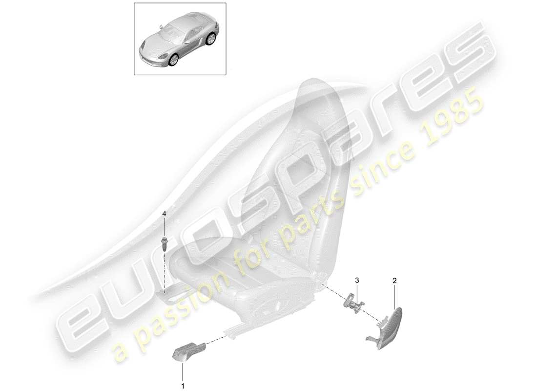 porsche 2018 (718 cayman) asiento deportivo diagrama de piezas