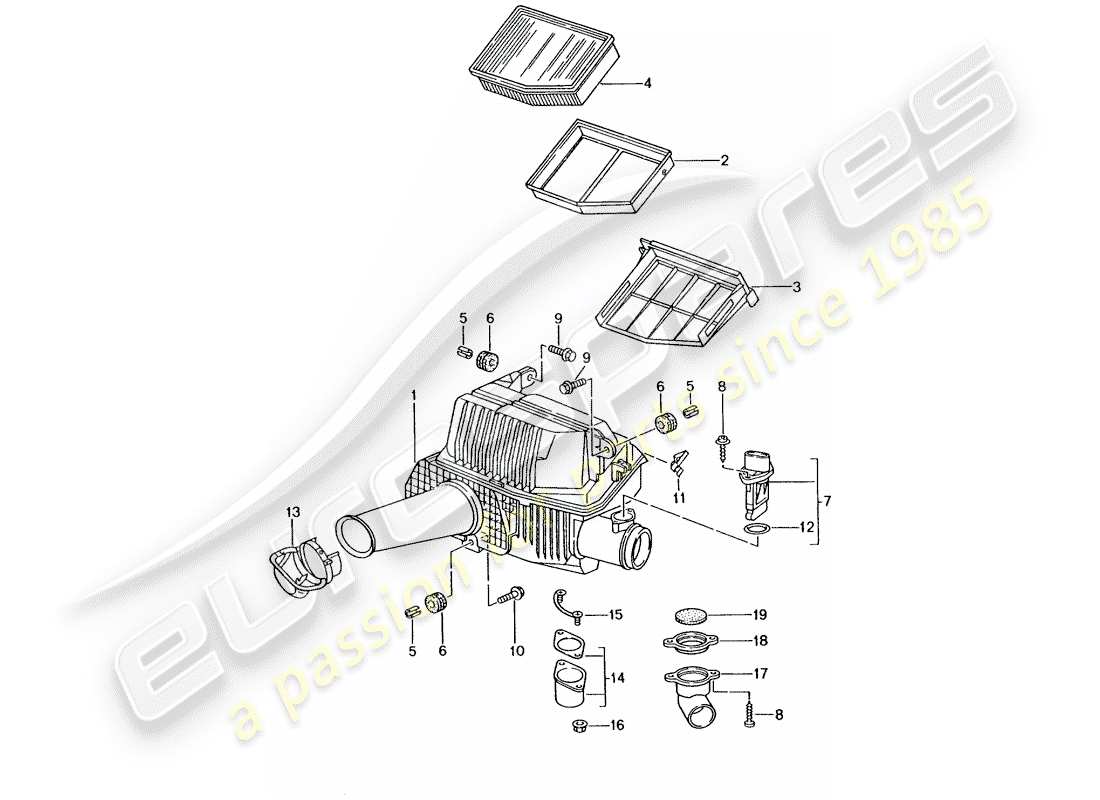 porsche 1998 (986 boxster) filtro de aire diagrama de piezas
