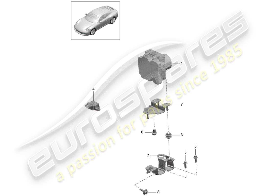 porsche 2017 (991-2) diagrama de piezas de la unidad hidráulica