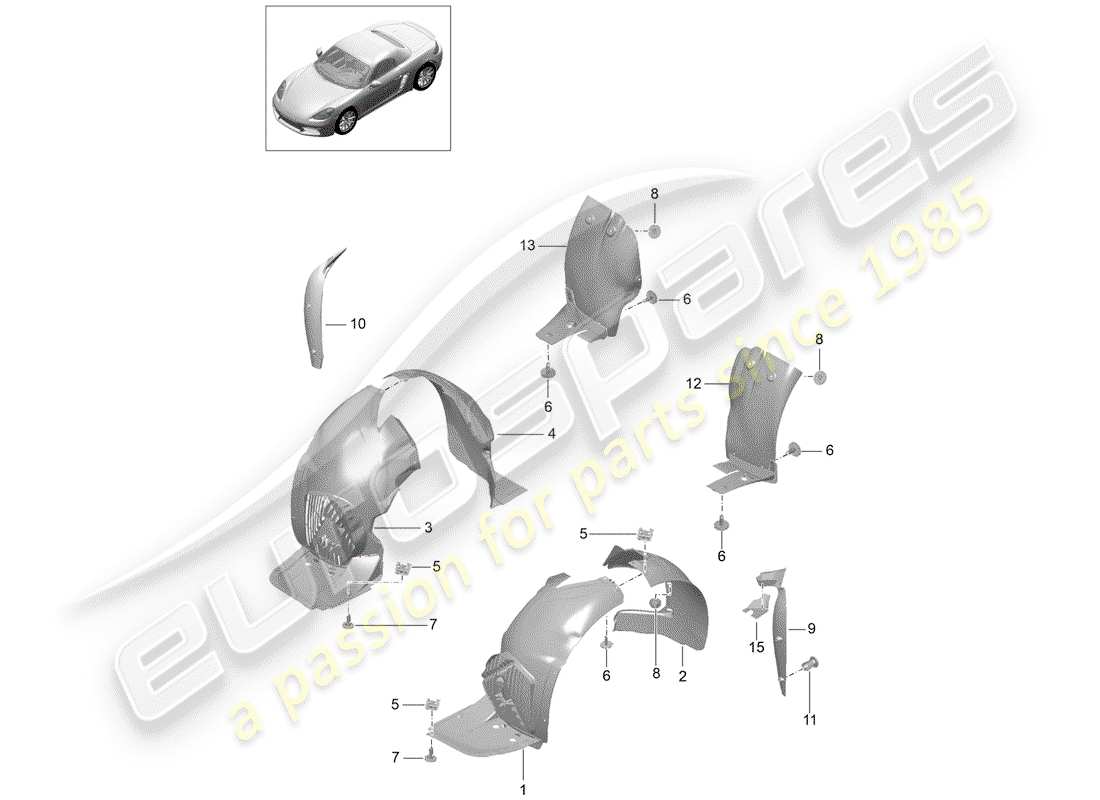 porsche 2020 (718 boxster) diagrama de piezas de trims