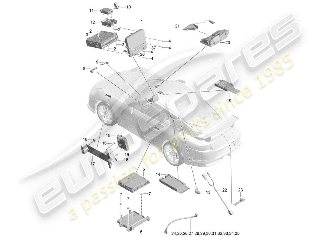 porsche 2014 (991-1 r/gt3/rs) pantalla diagrama de piezas