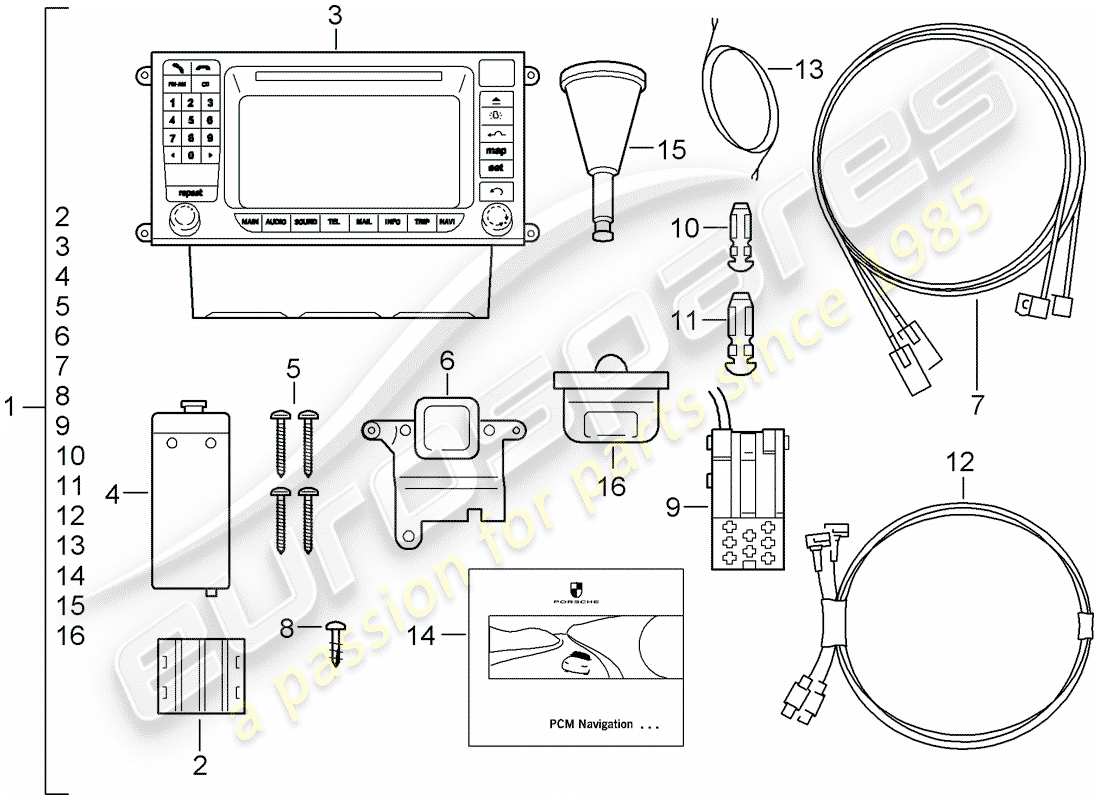 porsche 2019 (tequipment cayenne) sistema de navegación diagrama de piezas