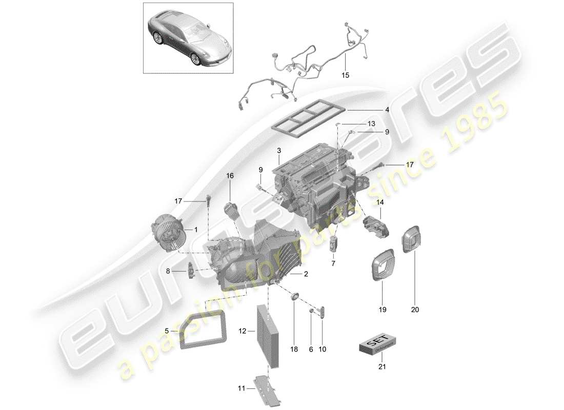 porsche 2019 (991-2) diagrama de piezas del aire acondicionado