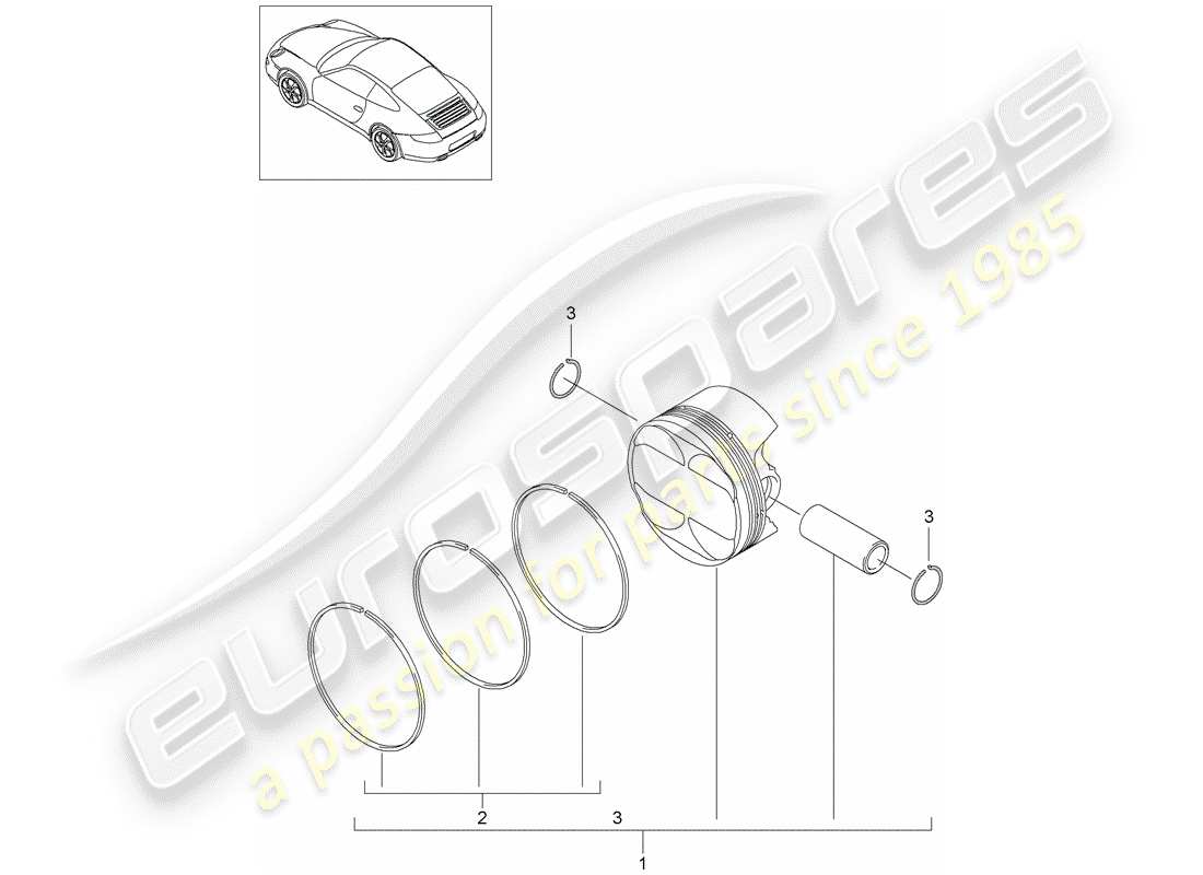 porsche 2012 (997-2) pistón diagrama de piezas