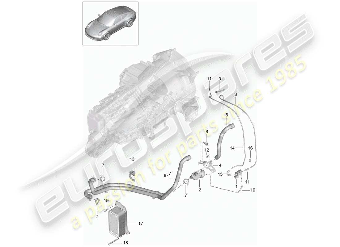 porsche 2014 (991-1) diagrama de piezas de la caja de cambios manual
