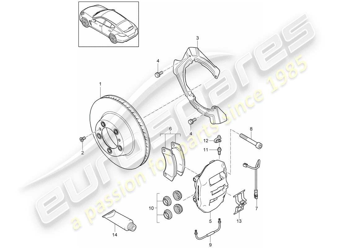 porsche 2016 (panamera 970) frenos de disco diagrama de piezas