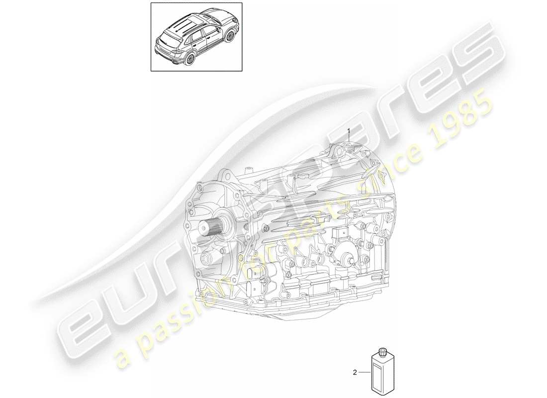 porsche 2012 (cayenne e2 92a) 8-speed caja de cambios automática diagrama de piezas