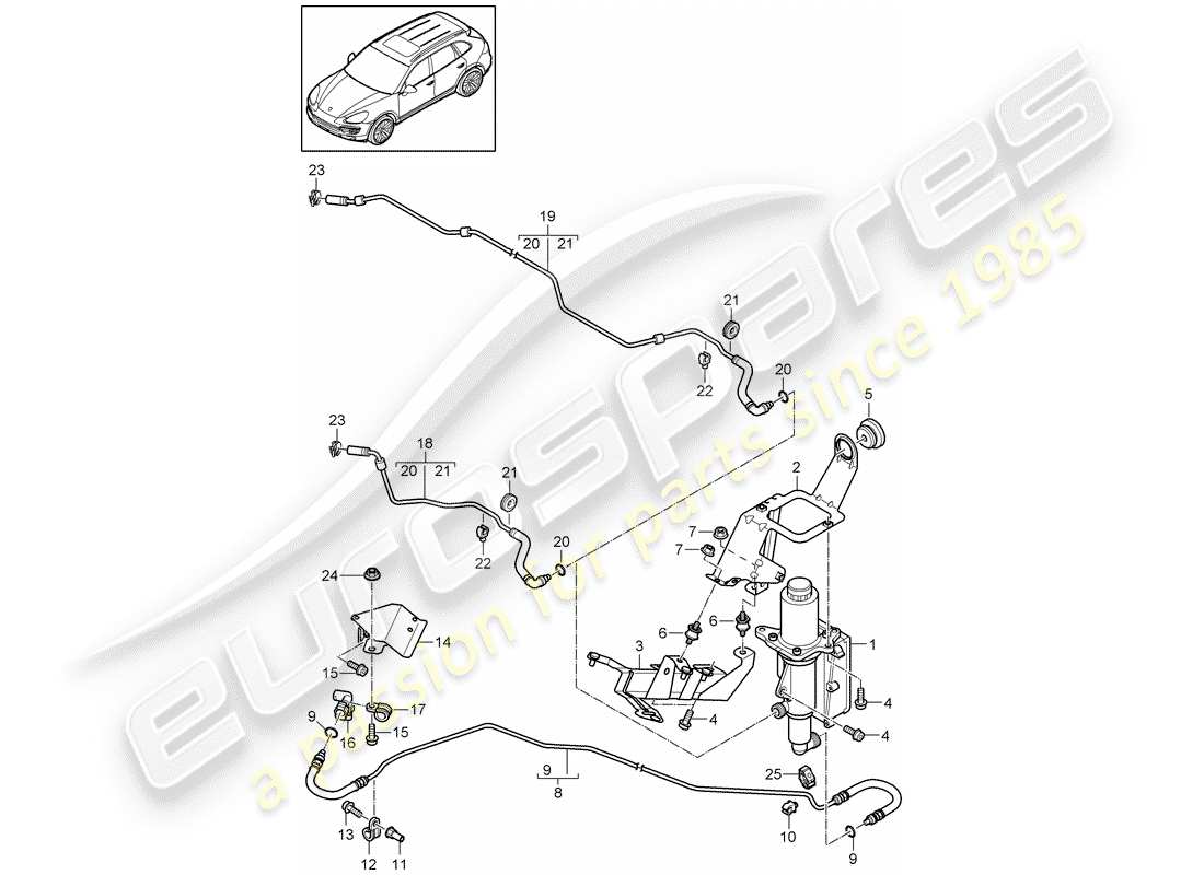 porsche 2016 (cayenne e2 92a) mecanismo de control diagrama de piezas